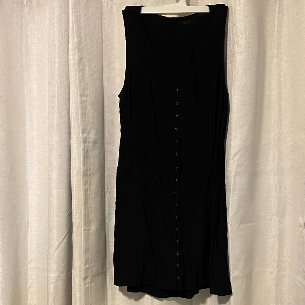 Madewell Black Sleeveless Button-Front Mini Dress Lyocell Viscose Size large